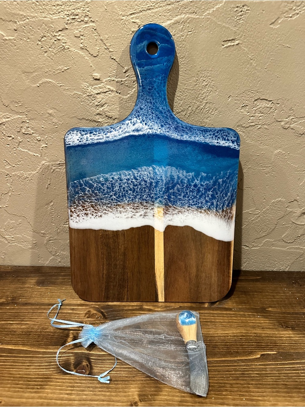 Handmade Blue Ocean Resin charcuterie board